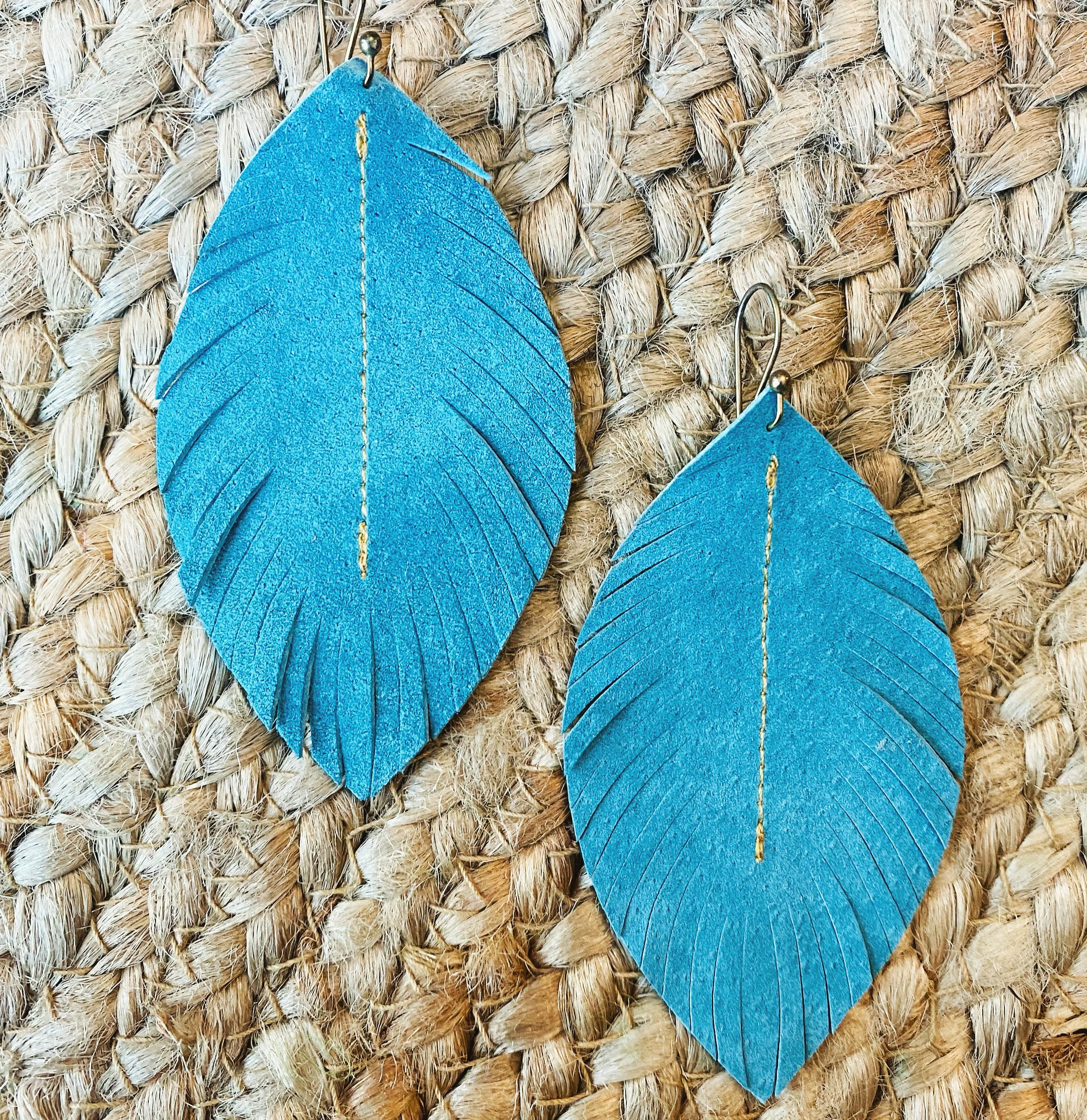 Dusty Turquoise Feathers – Sky Designs Suede Sunny